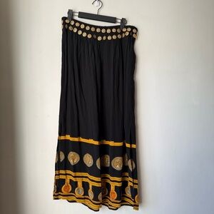 Vintage Breeze by Dorothy Schoelen Black Roman Coin Maxi Skirt M
